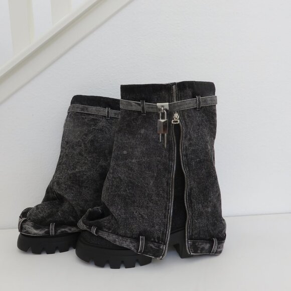 FOLD OVER Padlock PLATFORM BOOT IN DENIM Size 42 - Picture 1 of 9